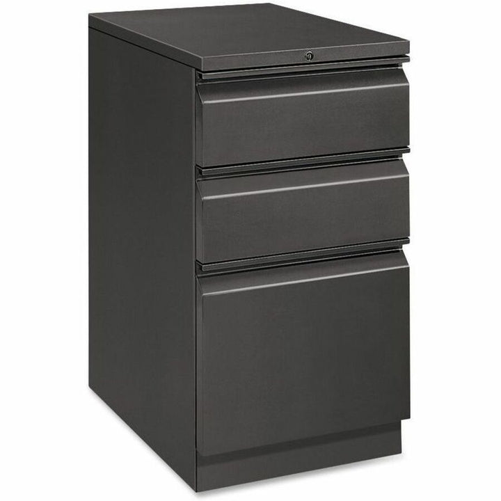 Image of HON® Brigade Mobile Pedestal With Pencil Tray Insert, Left/right, 3-Drawers: Box/box/file, Letter, Charcoal, 15" X 22.88" X 28"