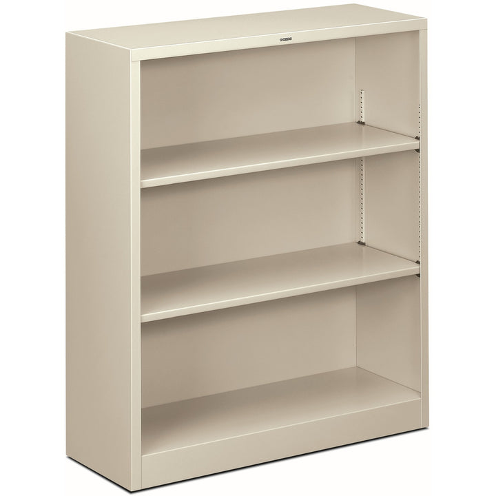 Image of HON® Metal Bookcase, Three-Shelf, 34.5w x 12.63d x 41h, Light Gray