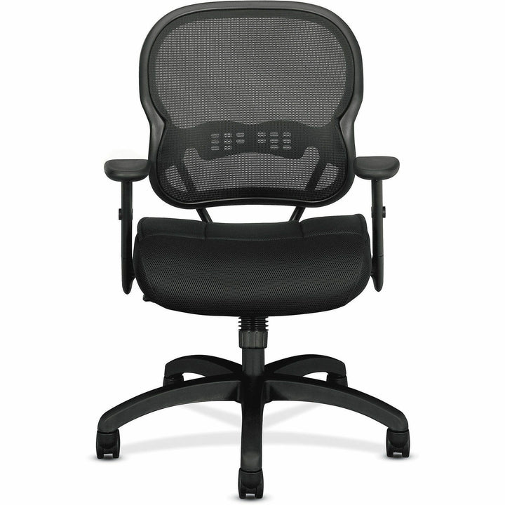 Image of HON® Wave Mesh Mid-Back Task Chair, Supports Up To 250 Lb, 18" To 22.25" Seat Height, Black