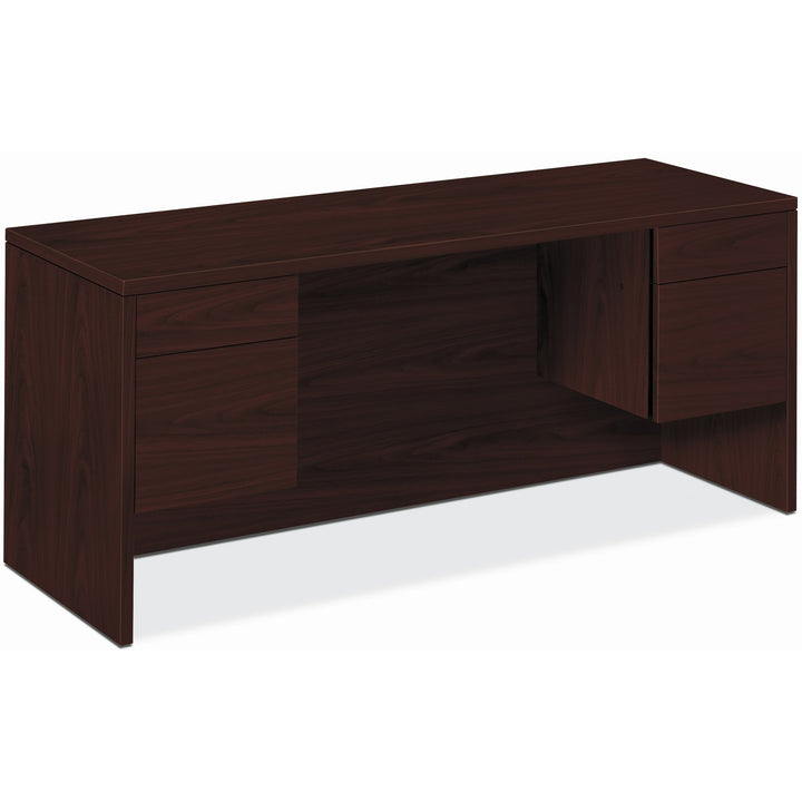 Image of HON® Kneespace w/Credenza, B/F, 60"x24"x29-1/2", Mahogany