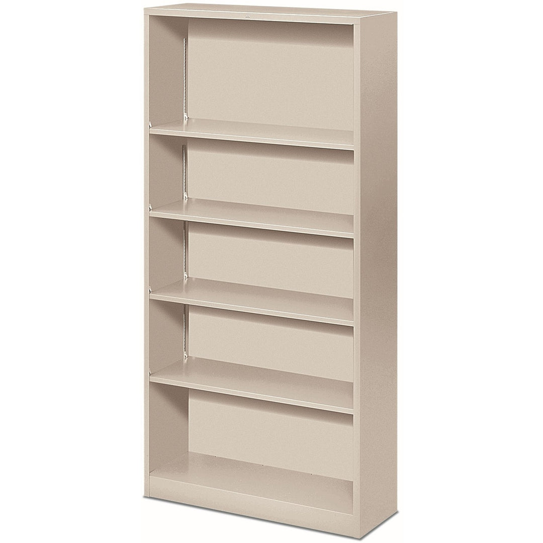 Image of HON® Metal Bookcase, Five-Shelf, 34.5w x 12.63d x 71h, Light Gray