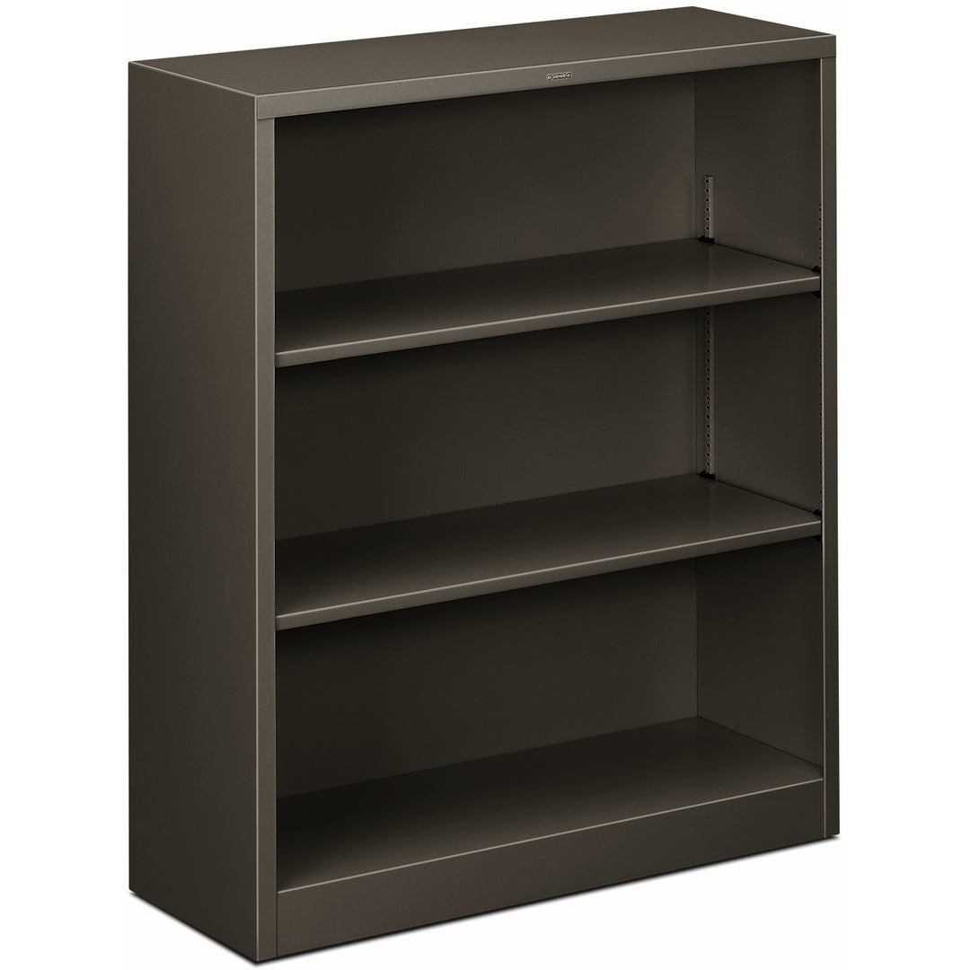Image of HON® Metal Bookcase, Three-Shelf, 34.5w x 12.63d x 41h, Charcoal