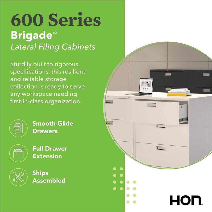 Image of HON® Brigade 600 Series Lateral File, 4 Legal/letter-Size File Drawers, Light Gray, 42" X 18" X 52.5"