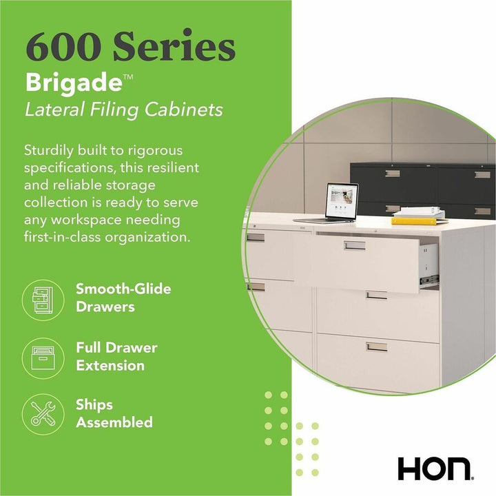 Image of HON® Brigade 600 Series Lateral File, 4 Legal/letter-Size File Drawers, Light Gray, 42" X 18" X 52.5"