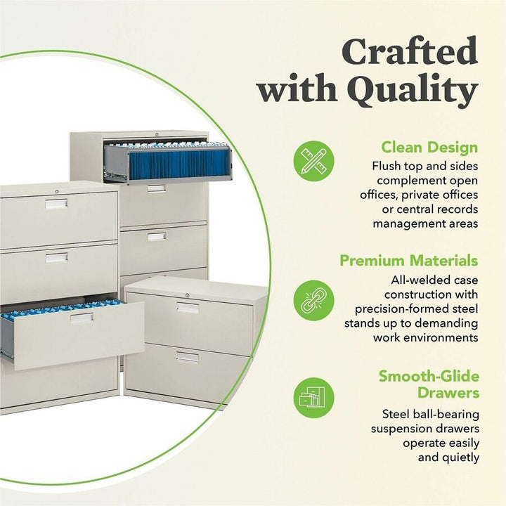 Image of HON® Brigade 600 Series Lateral File, 4 Legal/letter-Size File Drawers, Light Gray, 42" X 18" X 52.5"