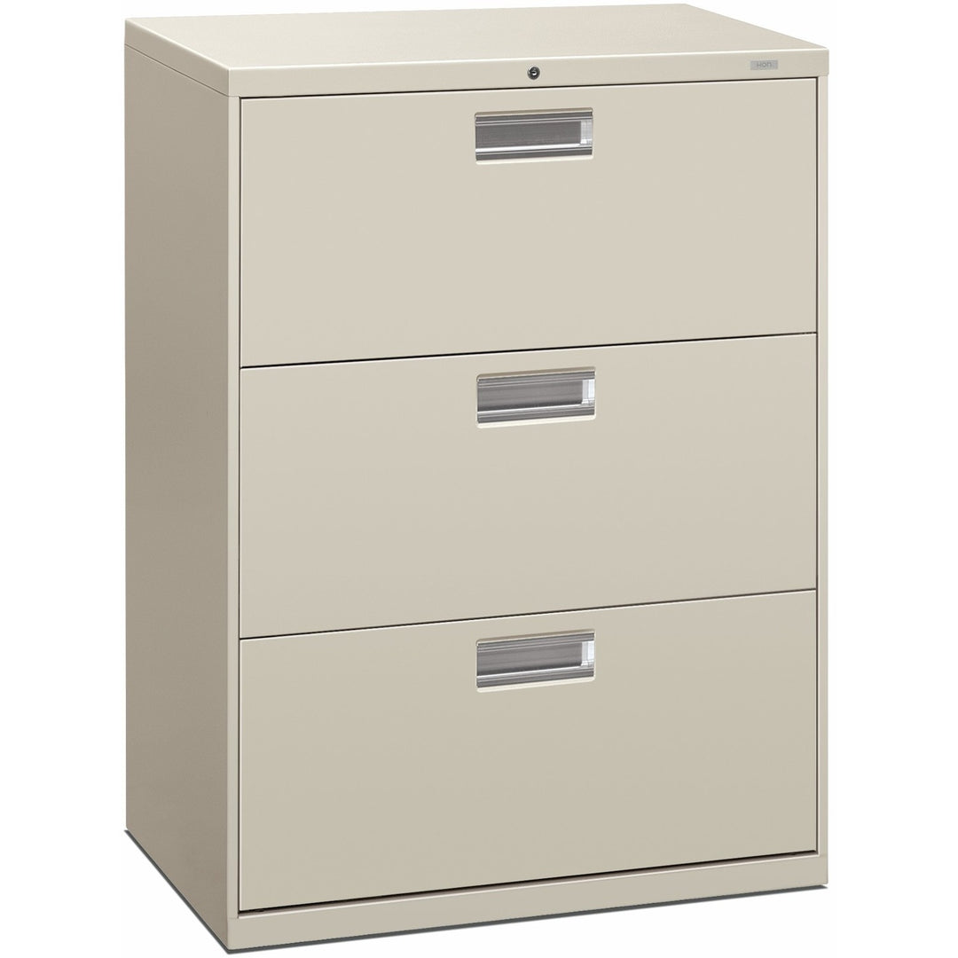 Image of HON® Brigade 600 Series Lateral File, 3 Legal/letter-Size File Drawers, Light Gray, 30" X 18" X 39.13"