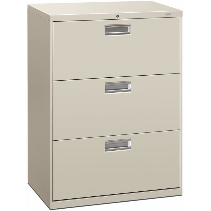 Image of HON® Brigade 600 Series Lateral File, 3 Legal/letter-Size File Drawers, Light Gray, 30" X 18" X 39.13"