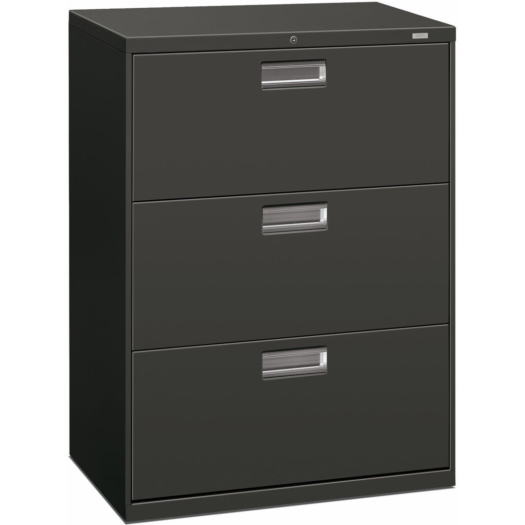 Image of HON® Brigade 600 Series Lateral File, 3 Legal/letter-Size File Drawers, Charcoal, 30" X 18" X 39.13"