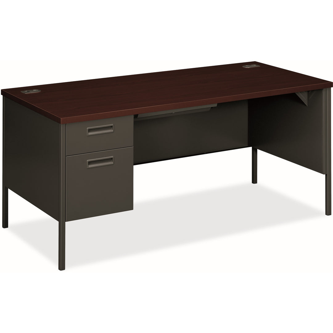 Image of HON® Metro Classic Series Left Pedestal "l" Workstation Desk, 66" X 30" X 29.5", Mahogany/charcoal