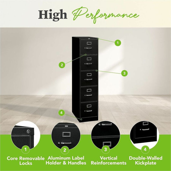 Image of HON® 310 Series Vertical File, 5 Letter-Size File Drawers, Putty, 15" X 26.5" X 60"