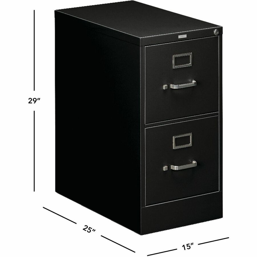 Image of HON® 510 Series Vertical File, 2 Letter-Size File Drawers, Black, 15" X 25" X 29"