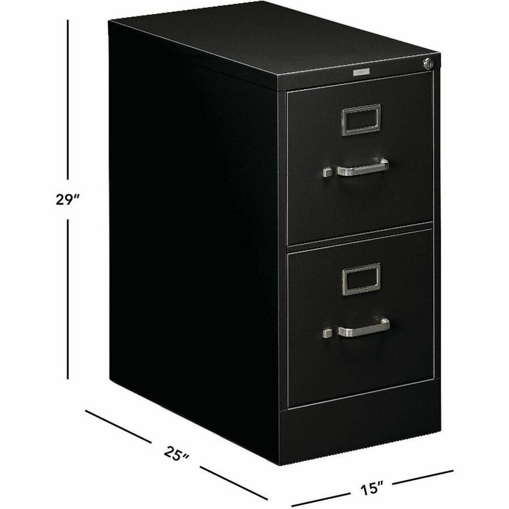 Image of HON® 510 Series Vertical File, 2 Letter-Size File Drawers, Black, 15" X 25" X 29"