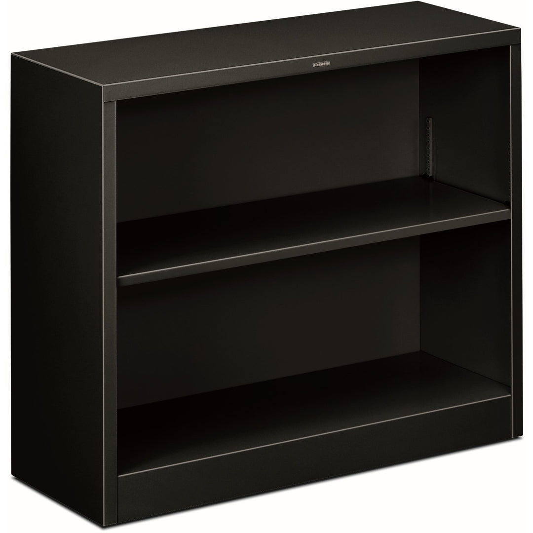 Image of HON® Metal Bookcase, Two-Shelf, 34.5w x 12.63d x 29h, Black