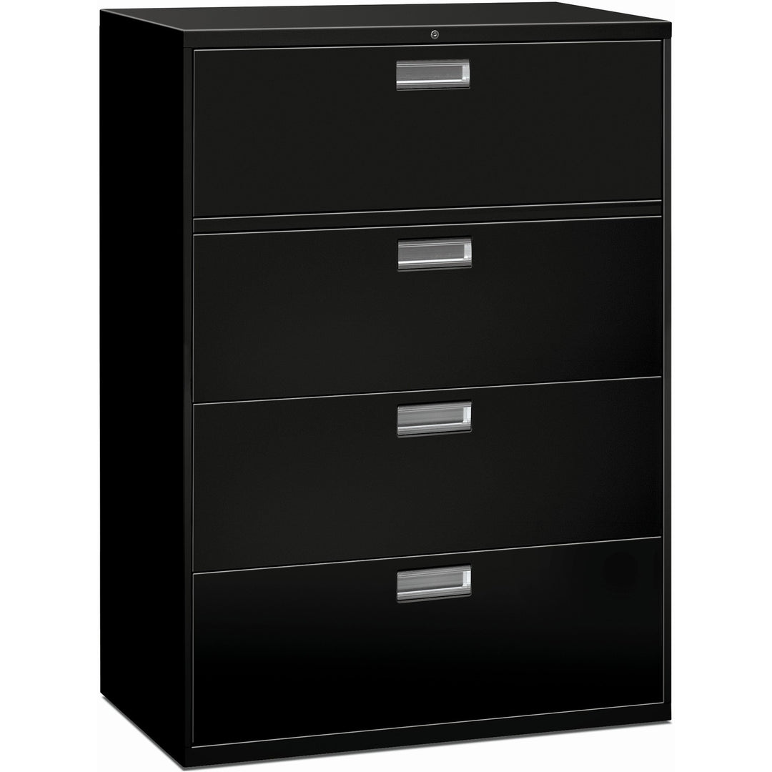 Image of HON® Brigade 600 Series Lateral File, 4 Legal/letter-Size File Drawers, Black, 42" X 18" X 52.5"