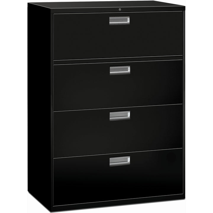 Image of HON® Brigade 600 Series Lateral File, 4 Legal/letter-Size File Drawers, Black, 42" X 18" X 52.5"