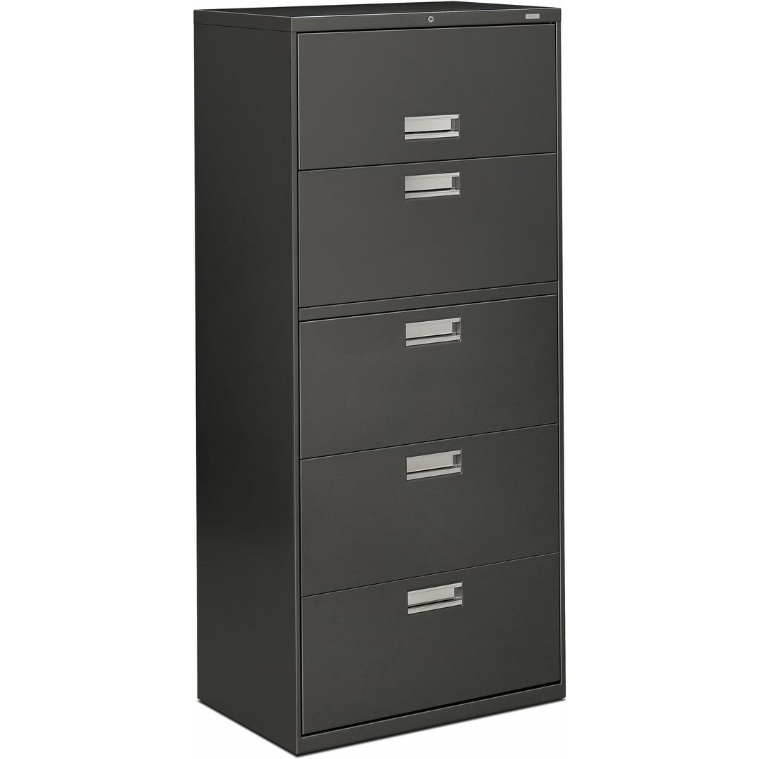 Image of HON® Lateral File, 5 Drawer, w/Lock, 30"x18"x64-1/4", Charcoal