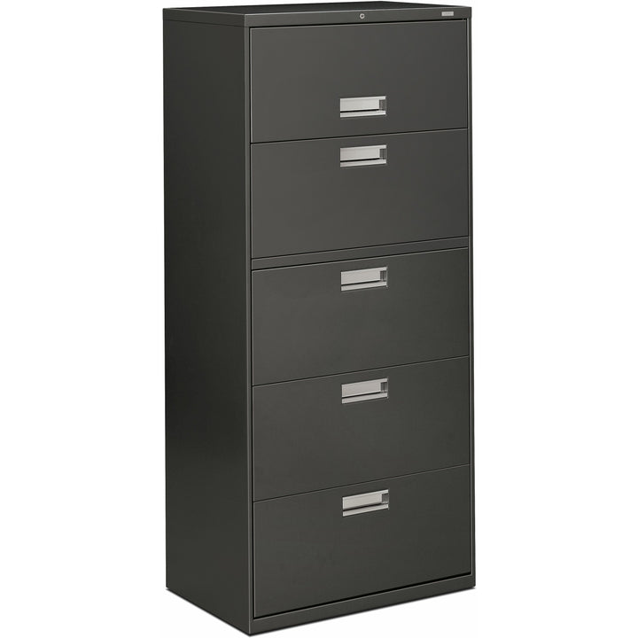 Image of HON® Lateral File, 5 Drawer, w/Lock, 30"x18"x64-1/4", Charcoal