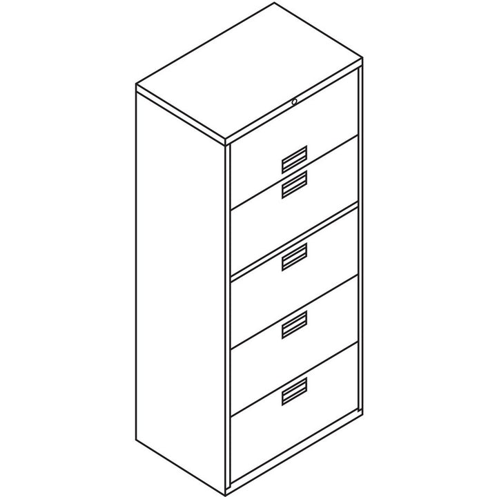 Image of HON® Lateral File, 5 Drawer, w/Lock, 30"x18"x64-1/4", Charcoal