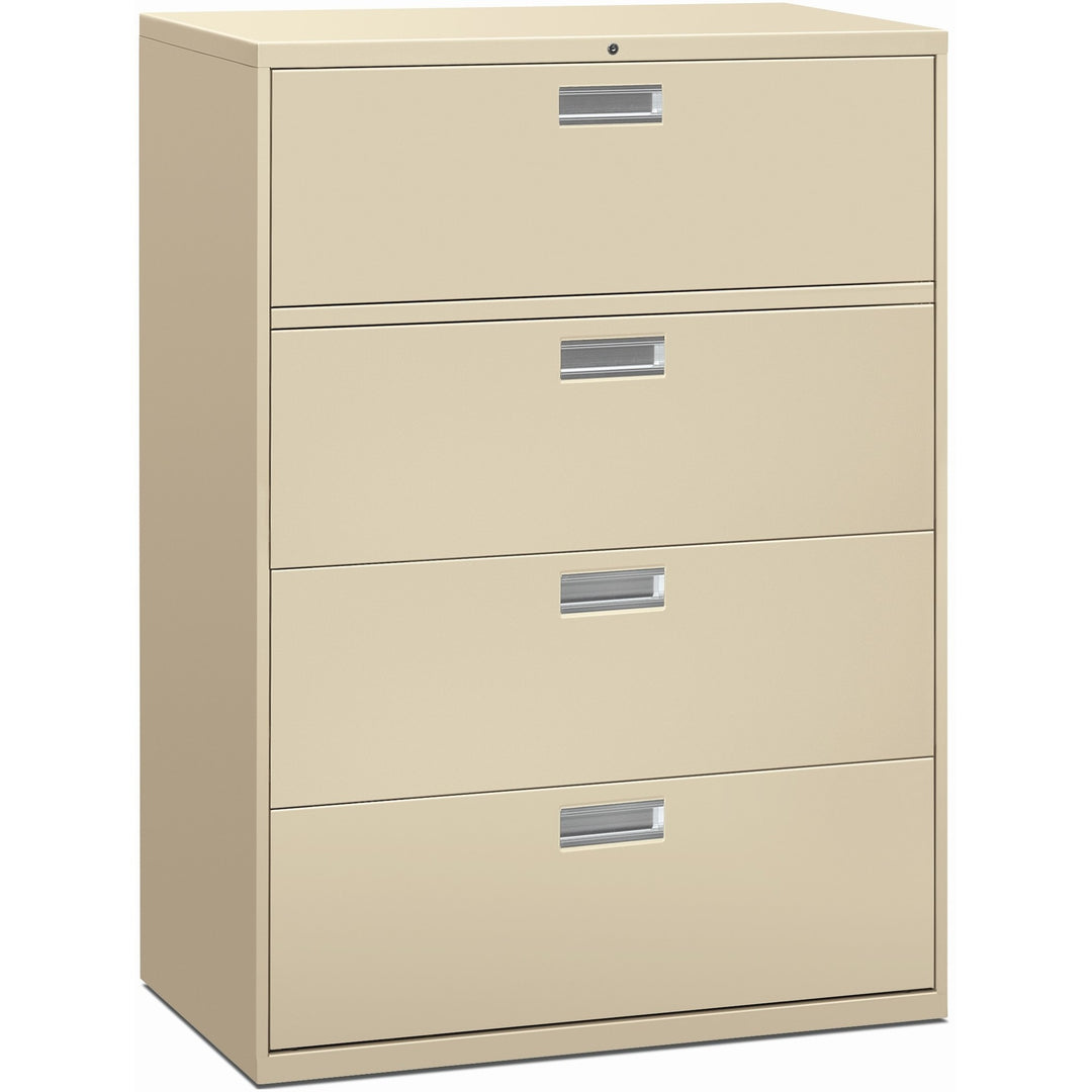 Image of HON® Brigade 600 Series Lateral File, 4 Legal/letter-Size File Drawers, Putty, 42" X 18" X 52.5"