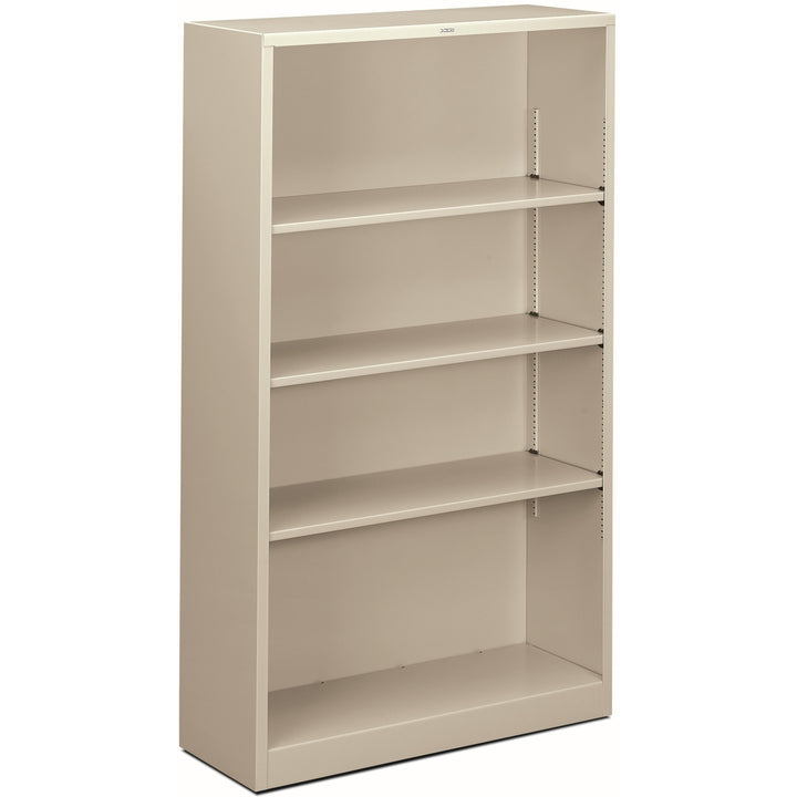 Image of HON® Metal Bookcase, Four-Shelf, 34.5w x 12.63d x 59h, Light Gray