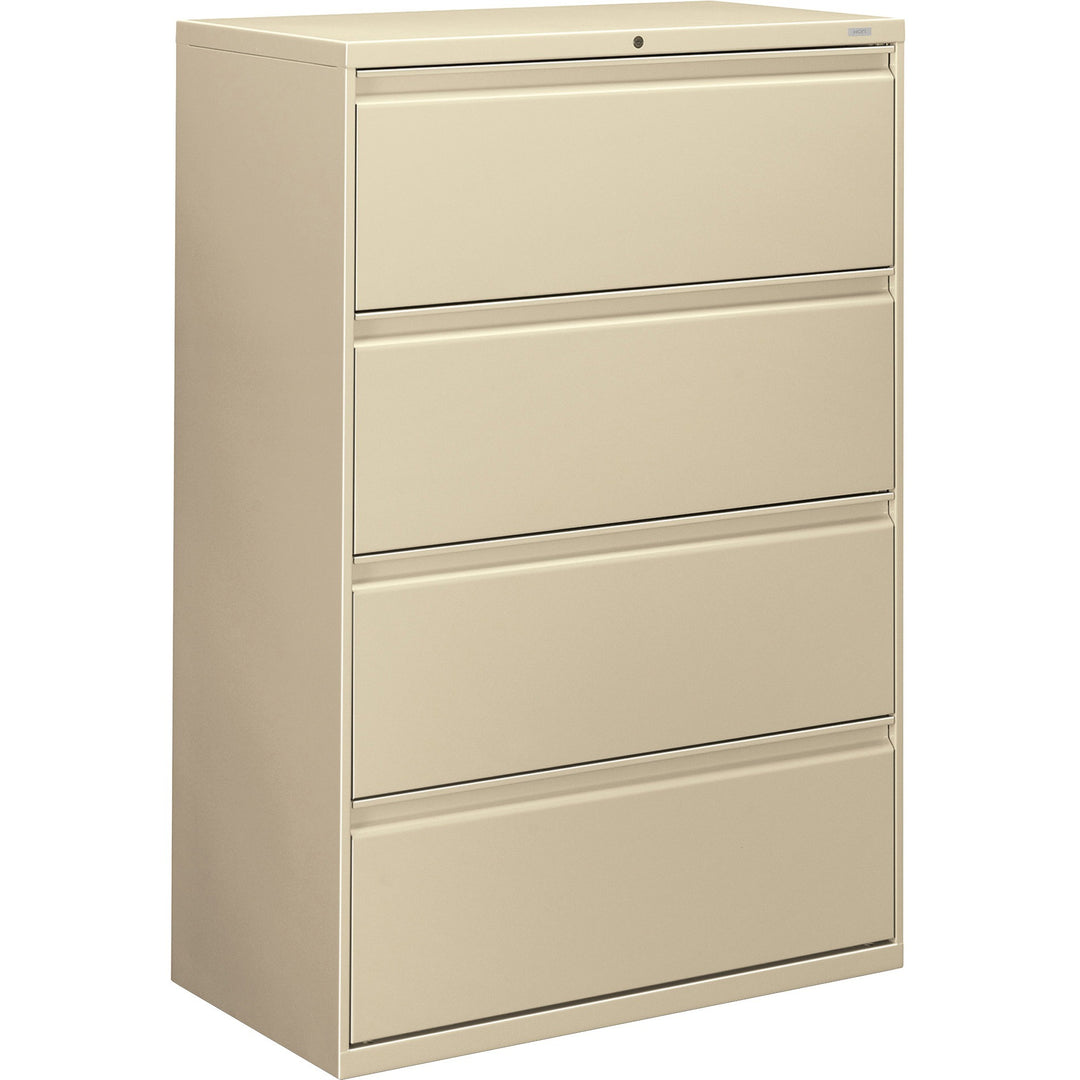 Image of HON® 4-Drawer Lateral File W/Lock, 36"x19-1/4"x53-1/4", Putty