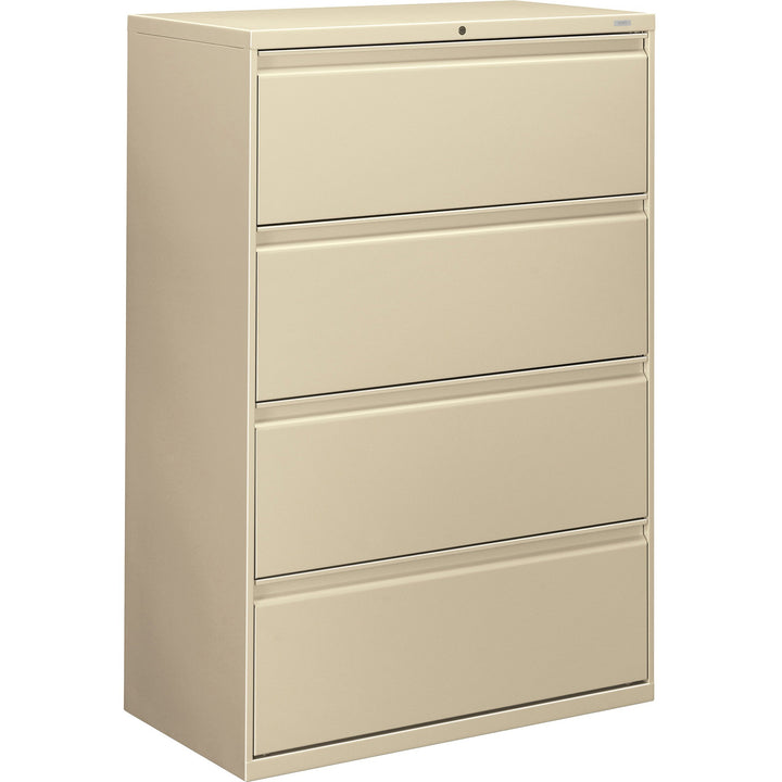 Image of HON® 4-Drawer Lateral File W/Lock, 36"x19-1/4"x53-1/4", Putty