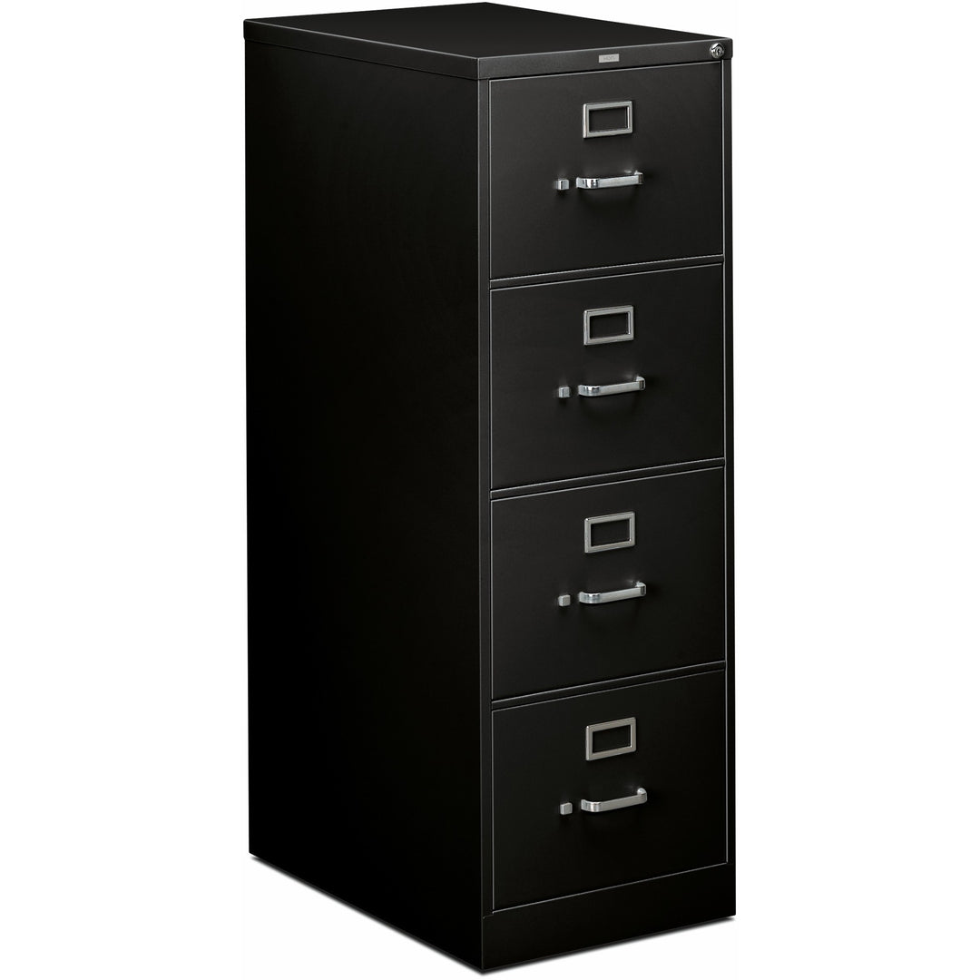 Image of HON® 310 Series Vertical File, 4 Legal-Size File Drawers, Black, 18.25" X 26.5" X 52"