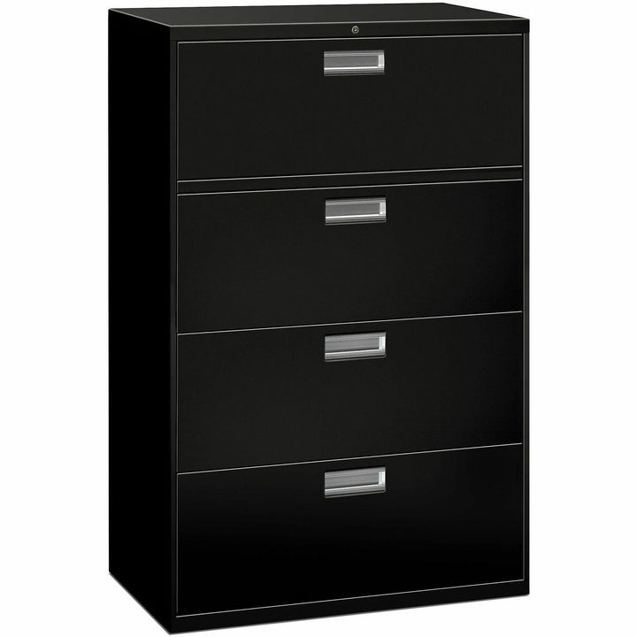 Image of HON® Brigade 600 Series Lateral File, 4 Legal/letter-Size File Drawers, Black, 36" X 18" X 52.5"