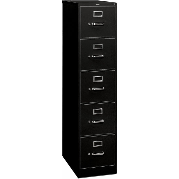 Image of HON® 310 Series Vertical File, 5 Legal-Size File Drawers, Black, 18.25" X 26.5" X 60"