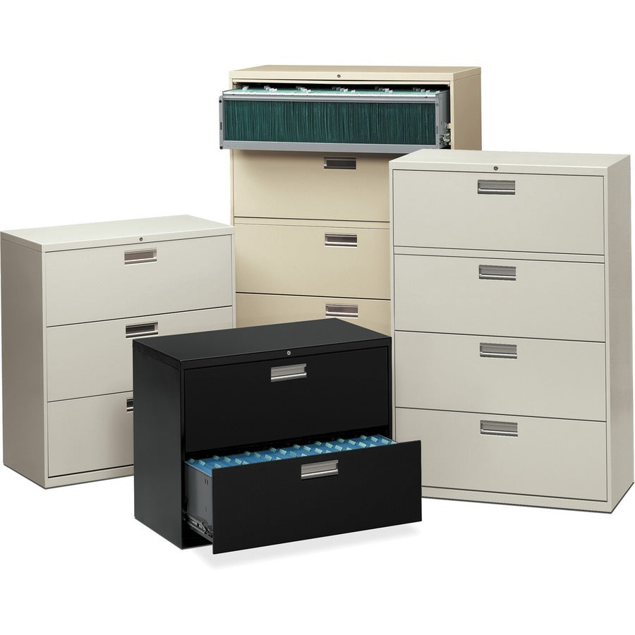 Image of HON® Brigade 600 Series Lateral File, 4 Legal/letter-Size File Drawers, 1 Roll-Out File Shelf, Putty, 42" X 18" X 64.25"