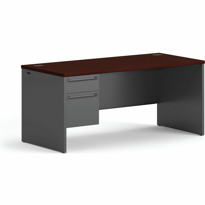 Image of HON® 38000 Series Left Pedestal Desk, 66" X 30" X 29.5", Mahogany/charcoal