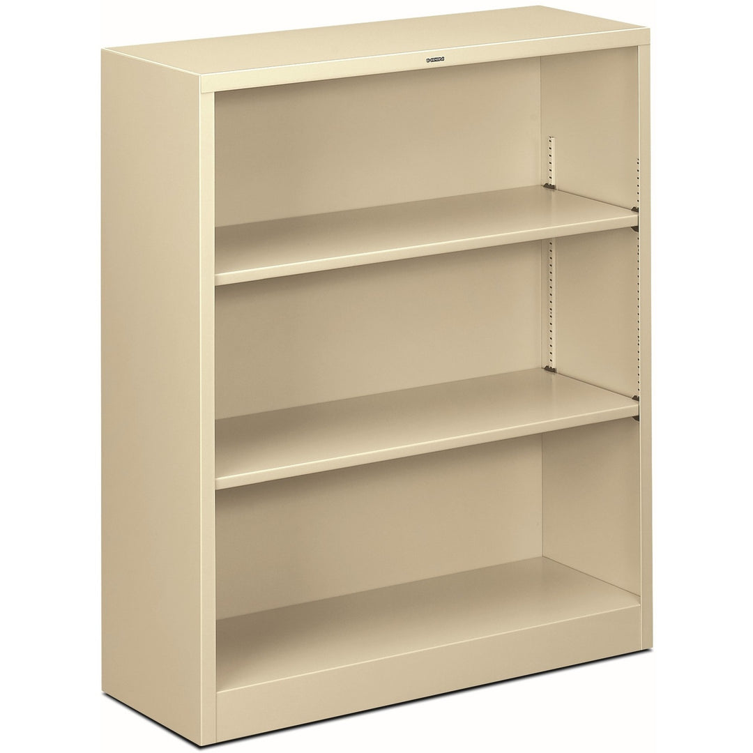 Image of HON® Metal Bookcase, Three-Shelf, 34.5w x 12.63d x 41h, Putty