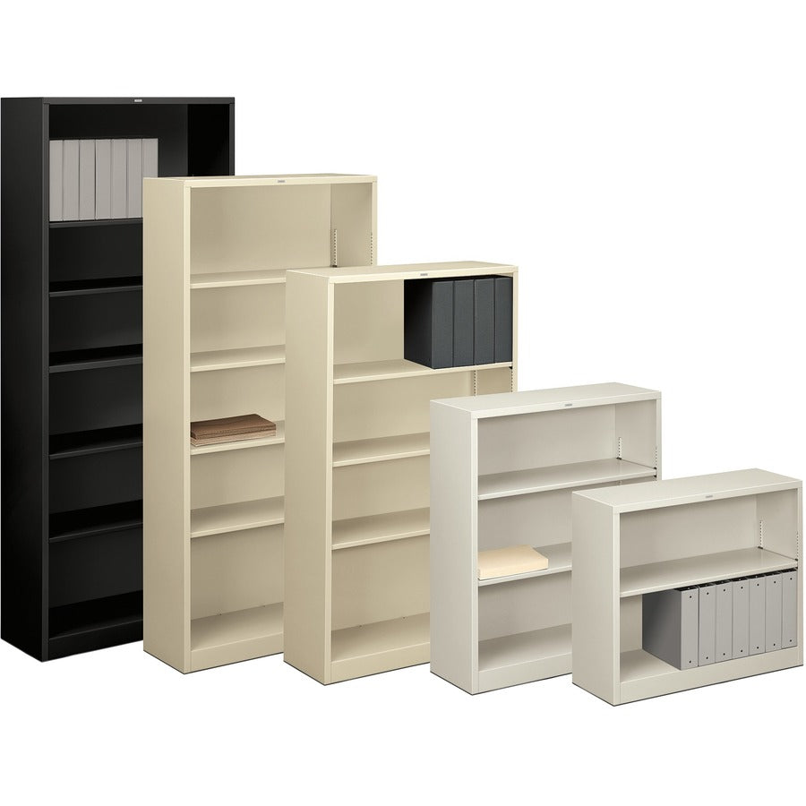 Image of HON® Metal Bookcase, Three-Shelf, 34.5w x 12.63d x 41h, Putty