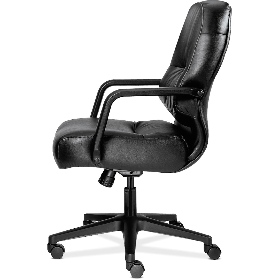 Image of HON® Pillow-Soft 2090 Series Leather Managerial Mid-Back Swivel/tilt Chair, Supports 300 Lb, 16.75" To 21.25" Seat Height, Black