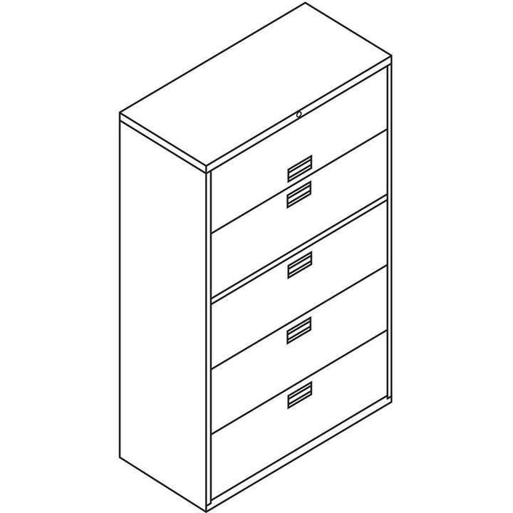 Image of HON® Brigade 600 Series Lateral File, 4 Legal/letter-Size File Drawers, 1 Roll-Out File Shelf, Charcoal, 42" X 18" X 64.25"