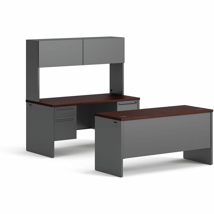 Image of HON® 38000 Series Double Pedestal Desk, 60" X 30" X 29.5", Mahogany/charcoal