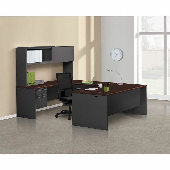 Image of HON® 38000 Series Double Pedestal Desk, 60" X 30" X 29.5", Mahogany/charcoal