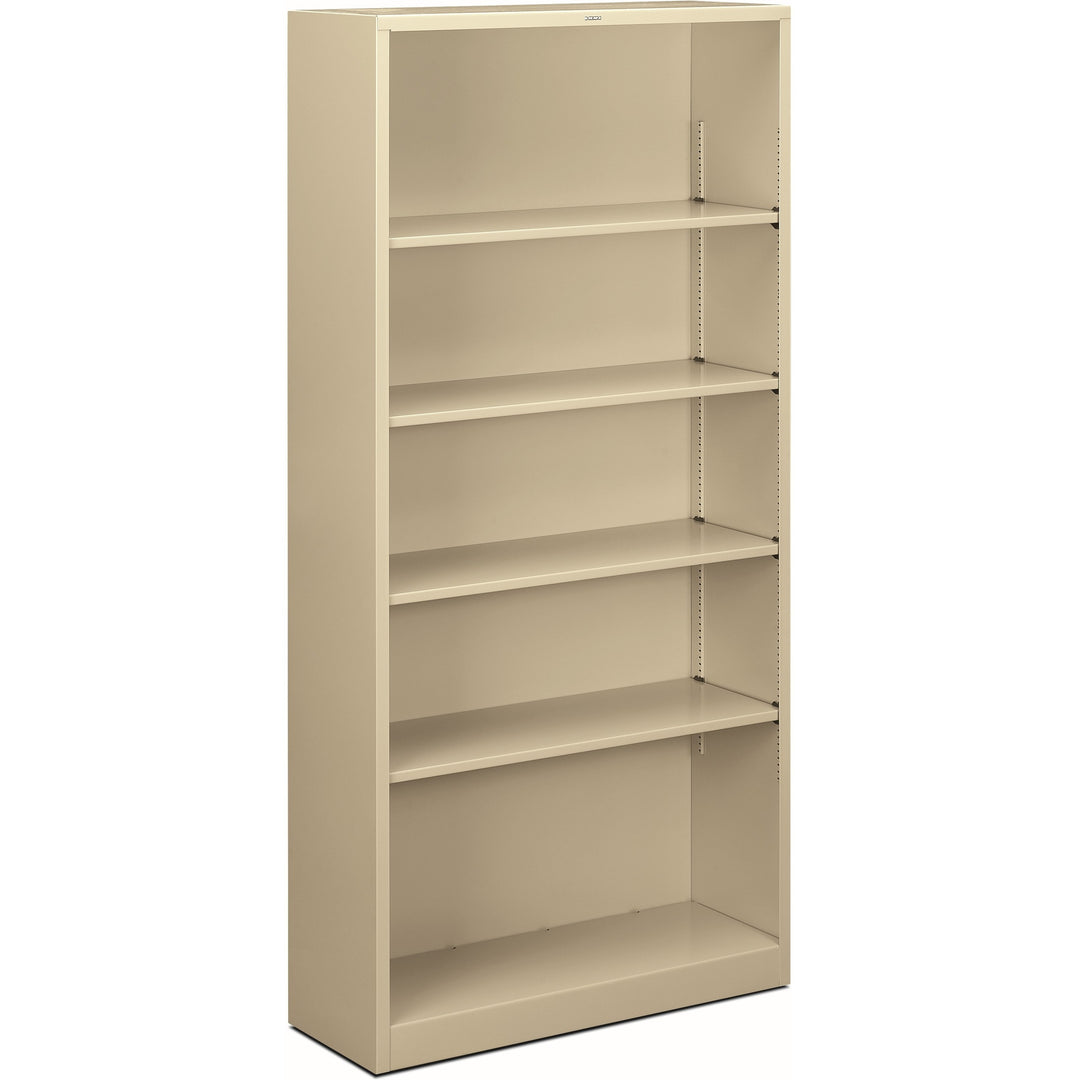 Image of HON® Metal Bookcase, Five-Shelf, 34.5w x 12.63d x 71h, Putty