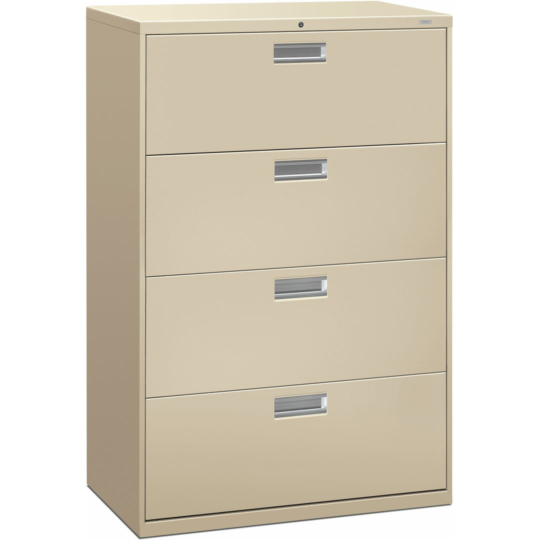 Image of HON® Brigade 600 Series Lateral File, 4 Legal/letter-Size File Drawers, Putty, 36" X 18" X 52.5"