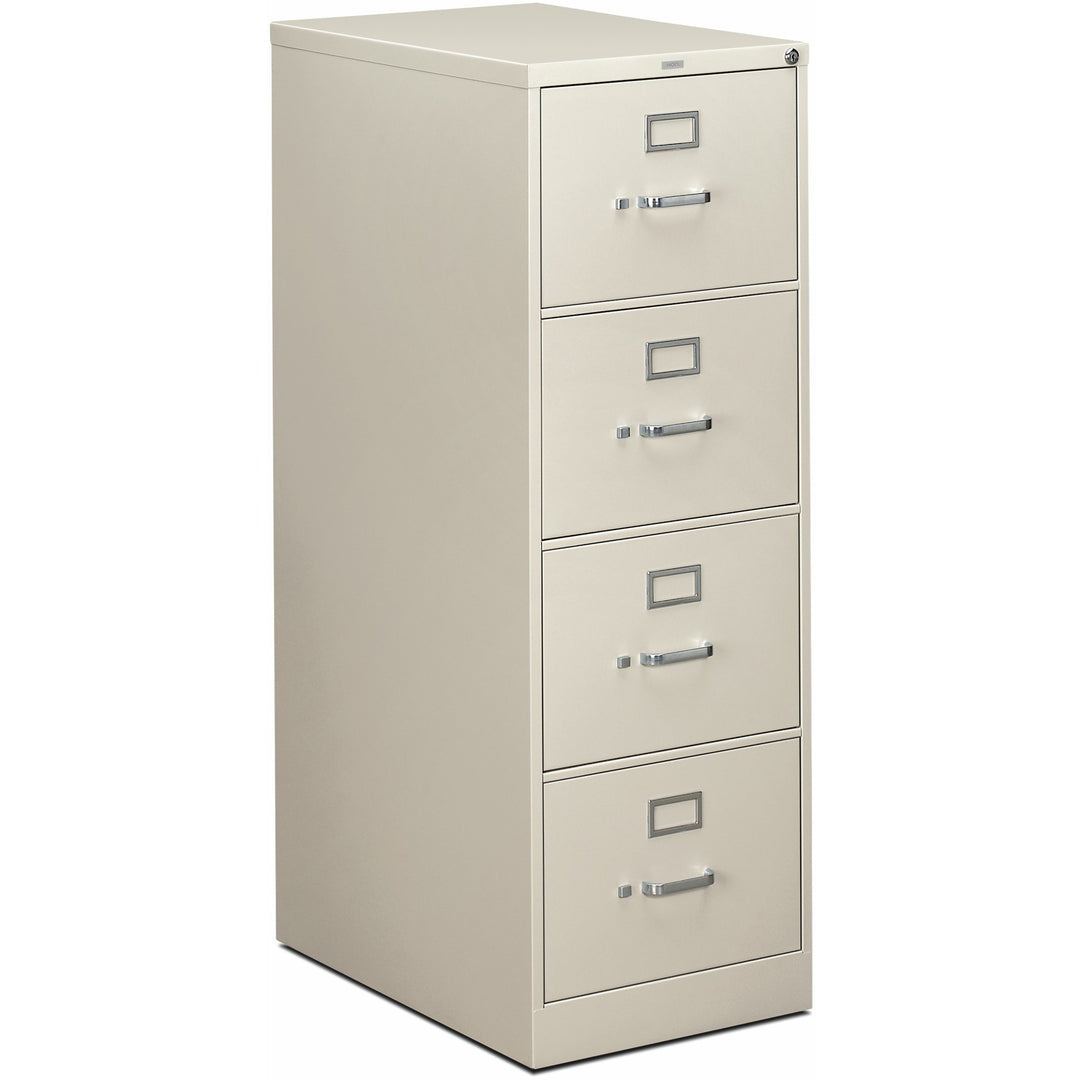 Image of HON® 310 Series Vertical File, 4 Legal-Size File Drawers, Light Gray, 18.25" X 26.5" X 52"
