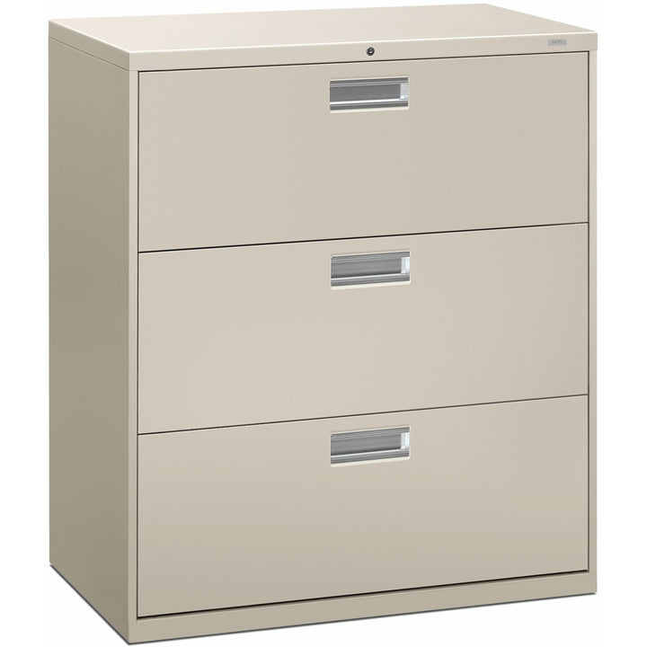 Image of HON® Brigade 600 Series Lateral File, 3 Legal/letter-Size File Drawers, Light Gray, 36" X 18" X 39.13"