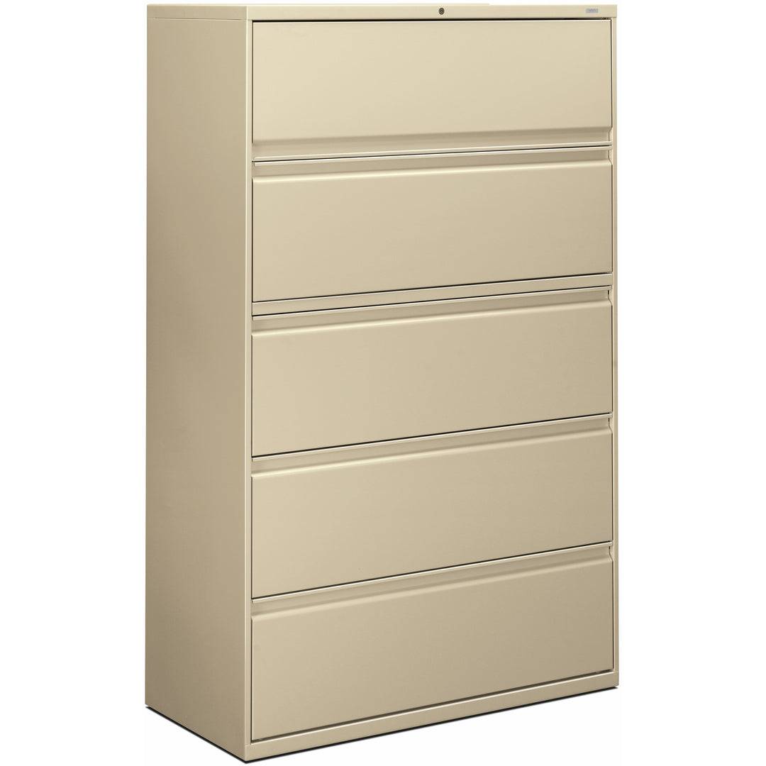 Image of HON® 5-Drawer Lateral File, W/Lock, 42"x19-1/4"x67", Putty