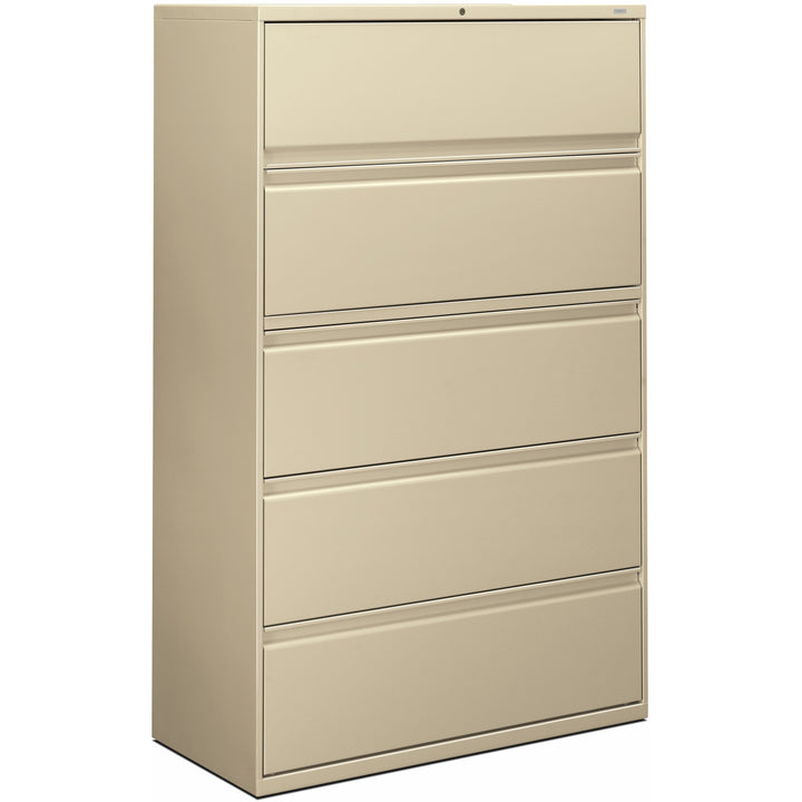 Image of HON® 5-Drawer Lateral File, W/Lock, 42"x19-1/4"x67", Putty