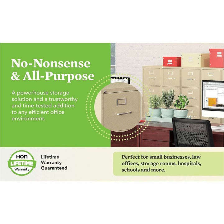 Image of HON® 510 Series Vertical File, 4 Letter-Size File Drawers, Putty, 15" X 25" X 52"