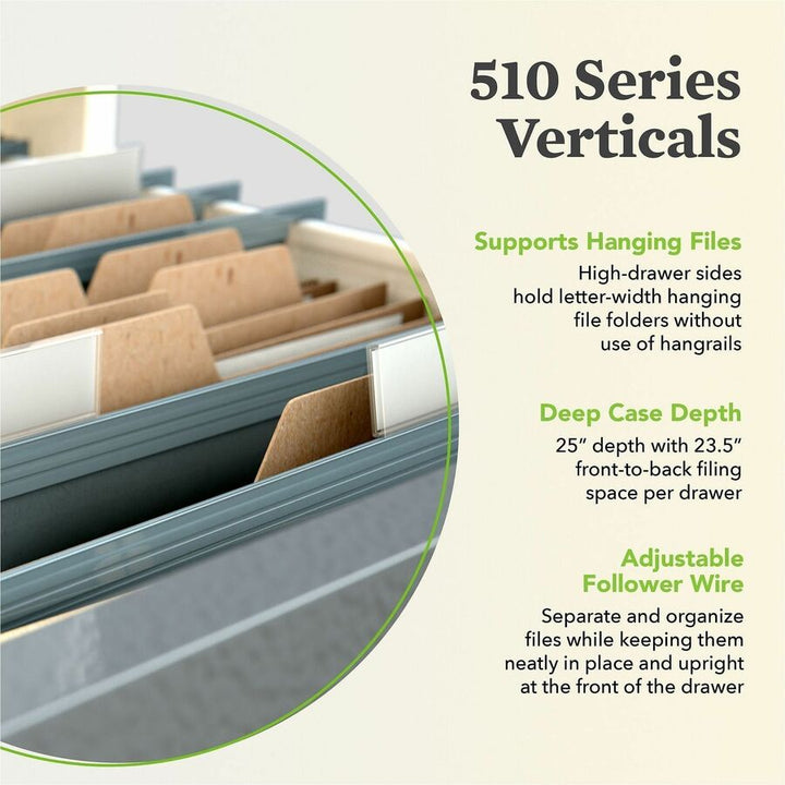 Image of HON® 510 Series Vertical File, 4 Letter-Size File Drawers, Putty, 15" X 25" X 52"