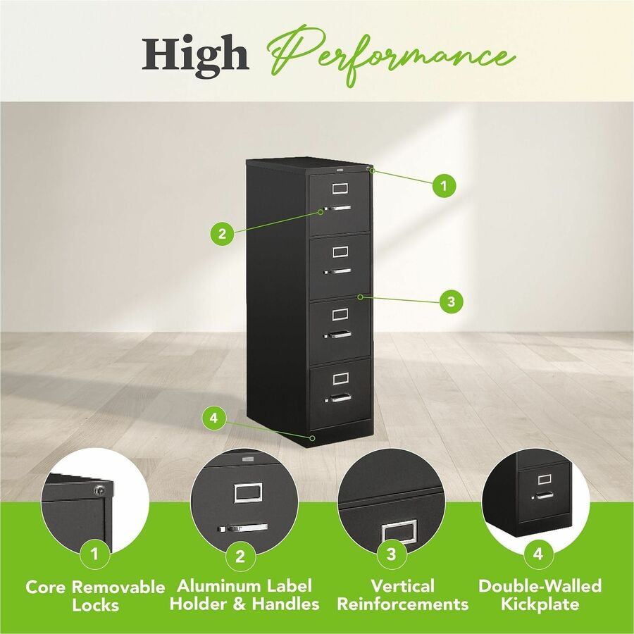 Image of HON® 510 Series Vertical File, 4 Letter-Size File Drawers, Putty, 15" X 25" X 52"
