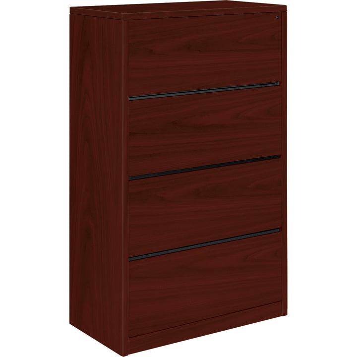 Image of HON® 10500 Series Lateral File, 4 Legal/letter-Size File Drawers, Mahogany, 36" X 20" X 59.13"