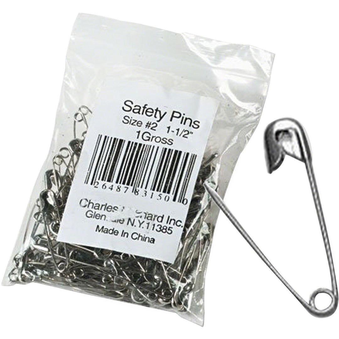 Image of Charles Leonard® Safety Pins, Nickel-Plated, Steel, 1.5" Length, 144/Pack