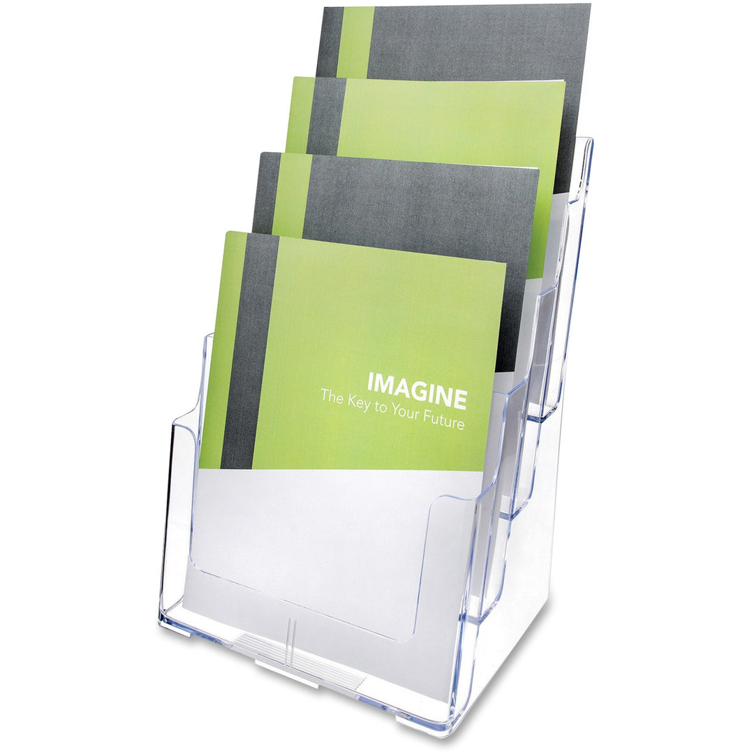 Image of deflecto® 4-Compartment DocuHolder, Magazine Size, 9.38w x 7d x 13.63h, Clear