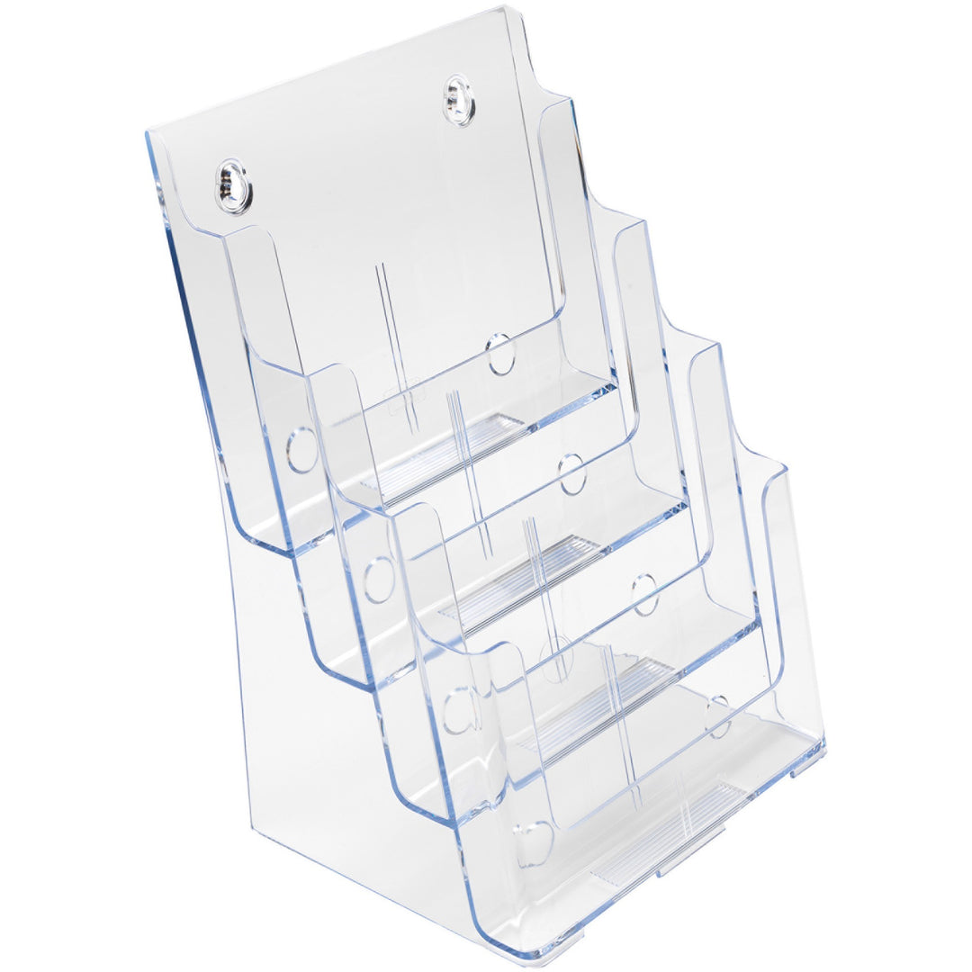 Image of deflecto® 4-Compartment DocuHolder, Magazine Size, 9.38w x 7d x 13.63h, Clear